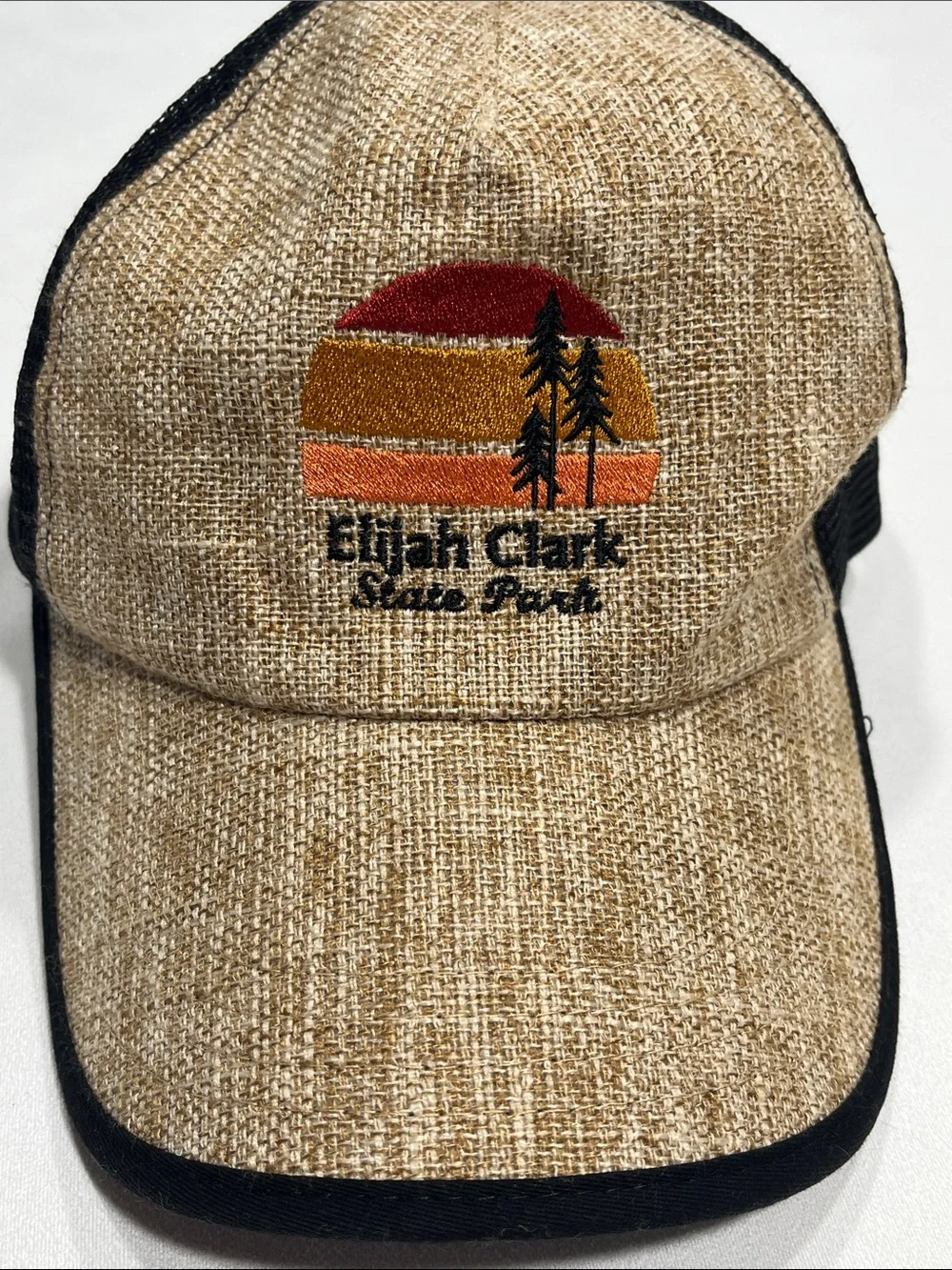 Elijah Clark State Park Trucker Hat Burlap Look Snapback Mesh Cap OSFA